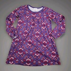 Hanna Andersson Floral dress tunic size 120/ 6-7yrs  Purple long sleeve girl